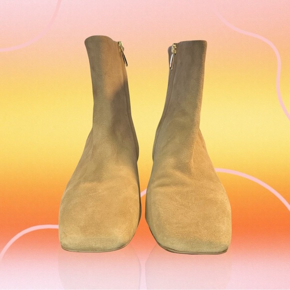 Franco Sarto ‘Waxtona’ Beige / Nude Genuine Suede Block Heel Ankle Boots Size 9 - Picture 4 of 16